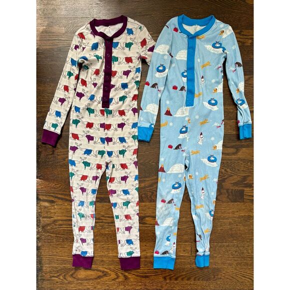 L.L.Bean Kids Toddler 5/6 Bundle One-piece Long John Pajamas AS IS - Picture 1 of 10